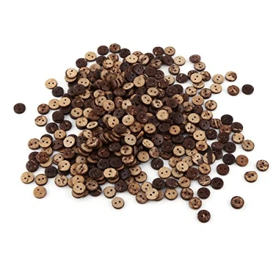 Image of Coconut Shell 2 Holes Sewing Buttons 400Pcs Natural Brown Craft Buttonsfor DIY Scrapbooking Decor Clothing Accessories 10mm