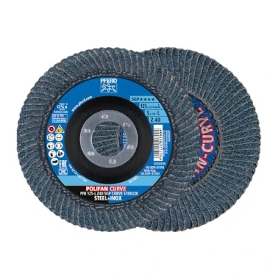 Image of PFERD Polifan Curve Serrated Washer, Pack of 2, Diameter 125 mm, Width L (14 mm), Z40, SGP Steelox, 69398196 for Precise Fillet Seam Machining