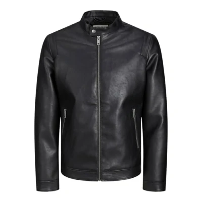 Image of Jack &amp; Jones Jjerocky Clean Jacket Faux leather jacket, Men&#039;s, Size: 2XL, Black