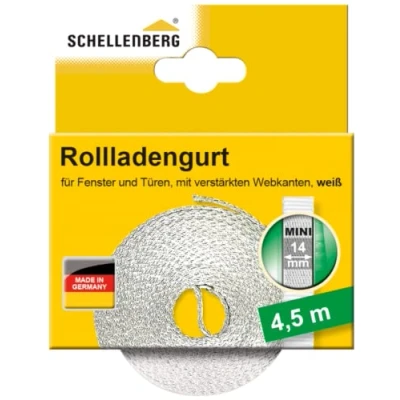 Image of Schellenberg 44501 Roller Shutter Strap for Window (Width: 14 mm, Mini System: 4.5 m), White, 44503