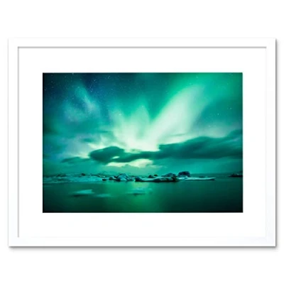 Image of Wee Blue Coo Photo Arctic Aurora Borealis Northern Lights Framed Wall Art Print