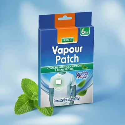 Image of Nuage easy breath menthol Vapour patches 6 soothing camphor and eucalyptus oil patch natural nasal congestion relief for cold flu suitable children over 3 years