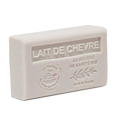 Image of Maison du Savon de Marseille French Soap made with Organic Shea Butter Moisturising for Soft Skin Goats Milk Fragrance 125 Gram Bar