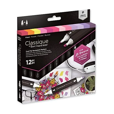 Image of Crafter&#039;s Companion Spectrum Noir Classique Create Alcohol Marker Dual Nib Pens Set Floral Pack of 12, One Size