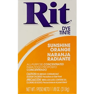 Image of Rit Purpose Powder Dye, Sunshine Orange, Fabric, 1 1/8 oz