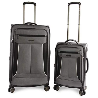 Image of Perry Ellis Luggage Viceroy 2 Piece Set Expandable Suitcase with Spinner Wheels, Charcoal, One Size, Wheels