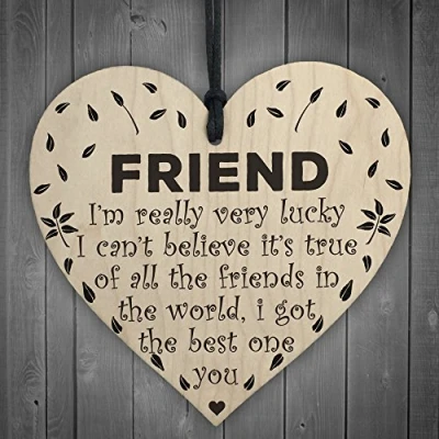 Image of RED OCEAN Friend The Best One Is You Wooden Hanging Heart Friendship Plaque Gift Sign