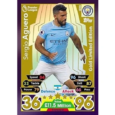 Image of Topps Match Attax 2017/2018 Sergio Aguero Gold Limited Edition 17/18 Trading Card
