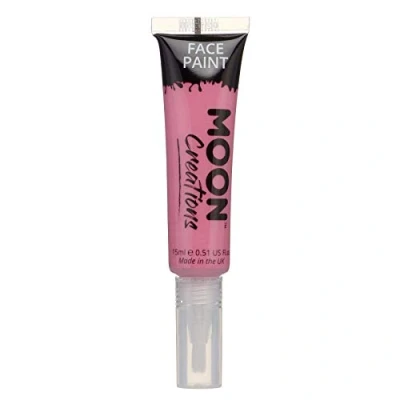Image of Moon Creations Face &amp; Body Paint Tubes with Brush Applicator Bright Pink 15ml Ready to Use Cruelty Free, Made in UK for Kids, Adults, Fancy Dress, Festivals, Halloween