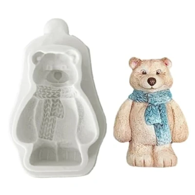 Image of 3D Christmas Santa Elk Bear Elf Boy Silicone Mould DIY Cake Pastry Baking for Making Chocolate Fondant Non Stick Moulds Decoration