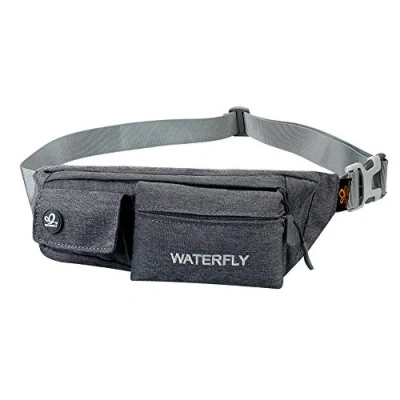 Image of Waterfly Waist Bag Fanny Pack Bum Slim Water Resistant Running Belt for Sport Cycling Hiking Walking Dark Grey
