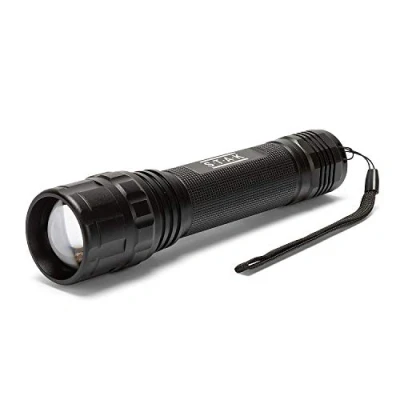 Image of Stak Super Bright LED Flashlight (1600lm, CREE XHP 50 20W). Tactical Switch. Adjustable Focus.Waterproof, Ideal for Industry and Camping, 20 W, Black