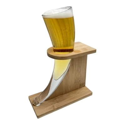 Image of Chabrias Ltd Unique Viking Beer Horn Glass with Stand 17oz/480ml, Novelty Drinking Vessel Gift