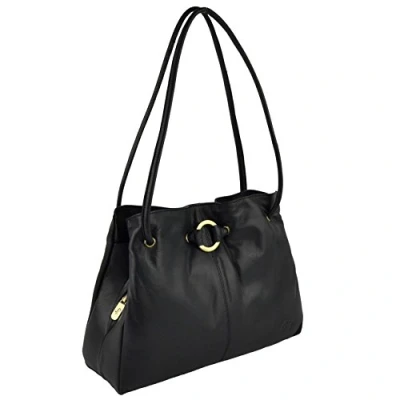 Image of Gigi Ladies Classic Soft Leather Shoulder Handbag Othello Collection Black