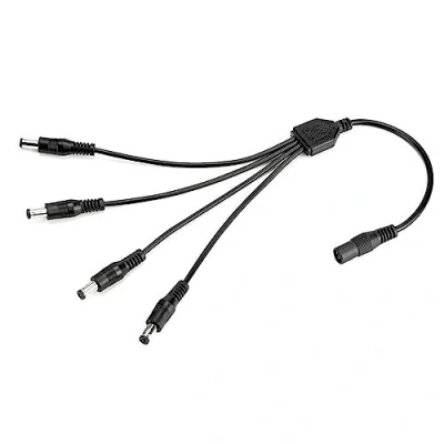 Image of Sentry 4 Way Power Splitter Cable 1 Female to Male DC Y Adapter for CCTV Security Cameras, DVR, PSU, LED Strips, Monitors 5.1mm X 2.1mm