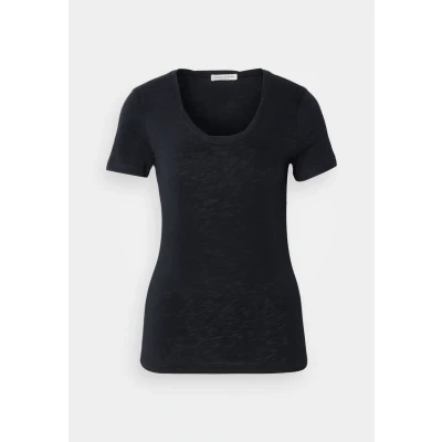 Image of Marc O&#039;Polo Deep Round NECK Twisted Basic Tshirt, Women&#039;s, Size: XXS, night blue