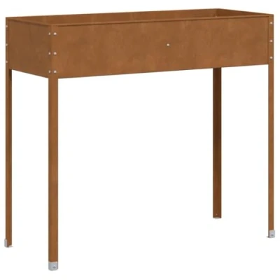 Image of vidaXL Garden Planter Box Weathering Steel Rectangular Flower Pot for Outdoor Use 100 x 40 20 cm Interior, 100.5 40.5 90 Exterior Brown
