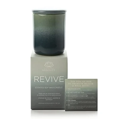 Image of Serenity Scented Soy Wax Candle Revive Orange Blossom, Jasmine &amp; Saffon 120g