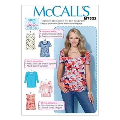 Image of Mccall&#039;s Patterns 7322 Y,Misses Tops,Sizes XSM MED, Cotton, Multicolor, Y (X Small Medium)