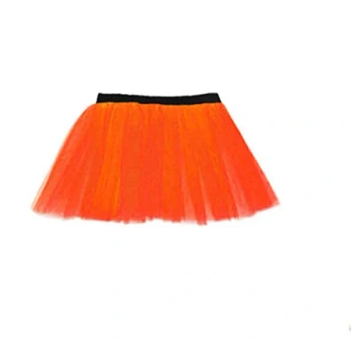 Image of Gizelle Fancy Dress Ladies Neon Tutu Skirt 80s Two Layers Party Outfit Hen Running Costume 1980s (Orange)
