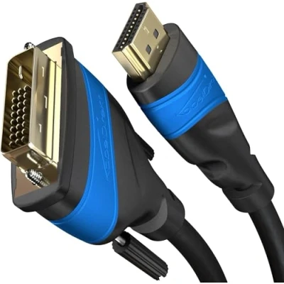 Image of HDMI DVI adapter cable with A.I.S. signal interference protection 0.5m (bi directional D 24+1/HDMI monitor cable, connect device to or vice versa, Full HD/1080p) by CableDirect
