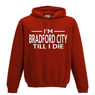 Image of Amelia Gould Apparel Bradford City Till I DIE Premium Mens Hoodie Large Red