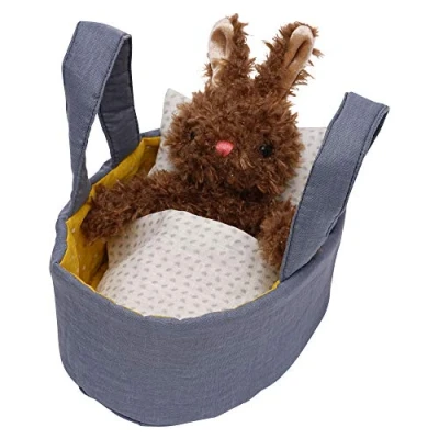 Image of Manhattan Toy Moppettes Beau Stuffed Animal Nurturing Playset with Bunny Plush Toy, Fabric Bassinet, Blanket &amp; Pillow