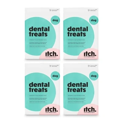 Image of Itch Dental Dog Treats Grain Free, Teefy With Peppermint, Activated Charcoal and Green Tea Extract for Oral Hygiene 4 Pack