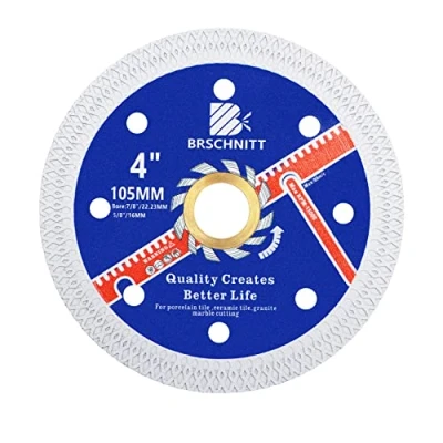 Image of Super Thin Diamond Porcelain Saw Blade with x Teeth,BRSCHNITT 105mm Arbor 22.23mm 16mm Angle Grinder Cutting Disc for Dry/Wet Tile Ceramic Marble Granite