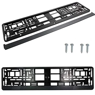 Image of PAIR (2PCS) CARBON APPEARANCE Car Registration License Number Plate Surround Holder Frame