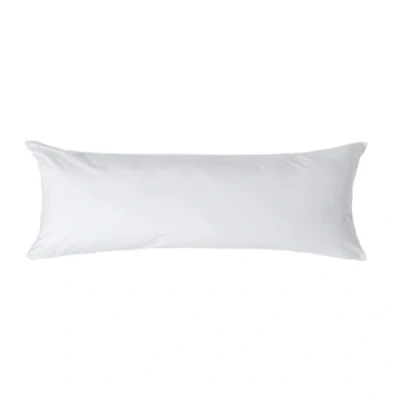 Image of HOMESCAPES White Pure Egyptian Cotton Body Pillowcase 200 TC 400 Thread Count Percale Equivalent Long Pillow Case for Nursing Pregnancy and Elderly Support