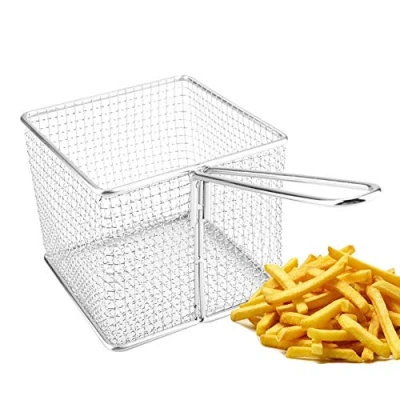 Image of Mini Stainless Steel Chips Deep Fry Baskets Food Presentation Strainer Potato Cooking Tool, French Basket for Home,