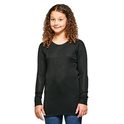 Image of Peter Storm Kids&#039; Unisex Merino Crew Baselayer with Long Sleeves, Outdoors Clothing (UK, Age, 11 Years, 12 Regular) Black