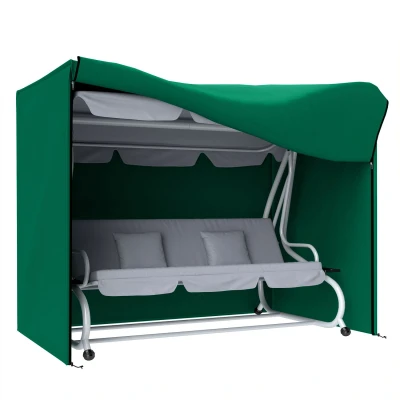 Image of Outsunny 3 Seater Garden Swing Cover, Waterproof Chair Windproof and Anti UV 420D Outdoor Bench Cover with Zip, 220 x 125 172cm, Green