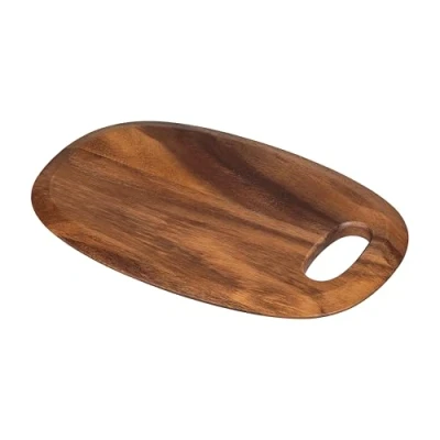 Image of Tala Small Curved Chopping Board, Lacquered Acacia Wooden with Smooth Edge This Wood Board is Ideal for Serving, Presenting and Preparing All Foods, Measures 30x20x1.5cm