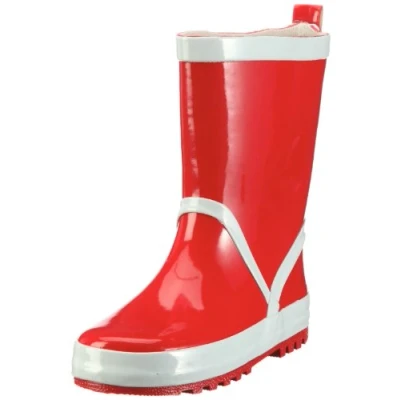 Image of Playshoes Unisex Kids Wellies Rain Basic Wellington Rubber Boots, Red White, 4 UK Child
