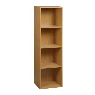 Image of URBNLIVING Tier Wooden Bookcase Shelving Display Storage Shelf Unit Wood Shelves (Beech, 4 Shelf)
