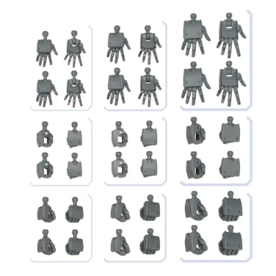 Image of Bandai Spirits Gunpla 03 Option Parts Set, Build Hands, Square Shape, Color Coded Plastic Model