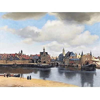 Image of Artery8 Vermeer View Of Delft Cityscape Painting Art Print Canvas Premium Wall Decor Poster Mural