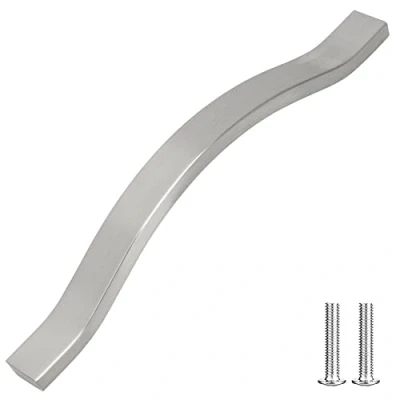 Image of Decoranddecor Bow Pull Handles for Cabinets Cupboards Furnitures Alloy Material (Brushed Chrome, 160mm)