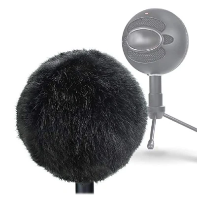 Image of YOUSHARES Furry Windscreen Muff Customized Pop Filter for Microphone, Windshield Wind Cover Improve Blue Snowball iCE Mic Audio Quality (Black)