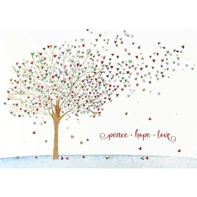 Image of Festive Tree of Hearts Deluxe Boxed Holiday Cards (Christmas Cards, Greeting Cards)