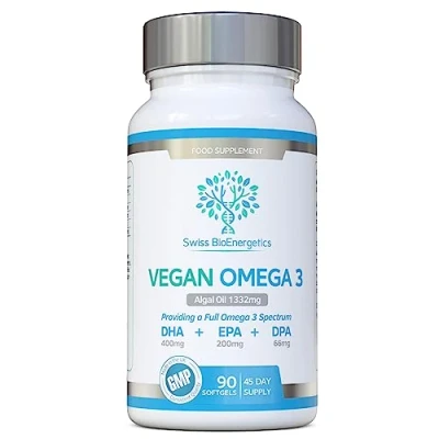 Image of Vegan Omega 3 Full Spectrum DHA, EPA &amp; DPA 90 Softgels of Life’s Algal Oil Ultimate Joint, Heart Brain Health Supplement Made in The UK