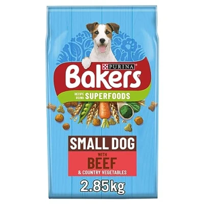 Image of BAKERS Superfoods Small Dog Beef with Vegetables Dry Food 2.85kg (pack of 4), Pack 4