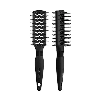 Image of TB Tools for Beauty T4B LUSSONI DuoVent Brush Professional Double Sided Styling Hair Short and Very Hair, Detangling Brush, Anti Static, Black, 1 Piece
