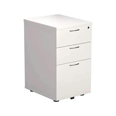Image of Office Hippo Heavy Duty Pedestal Filing Cabinet, File Cabinet with Anti Tilt Mechanism, Lockable Versatile Under Desk Storage White, 3 Drawer