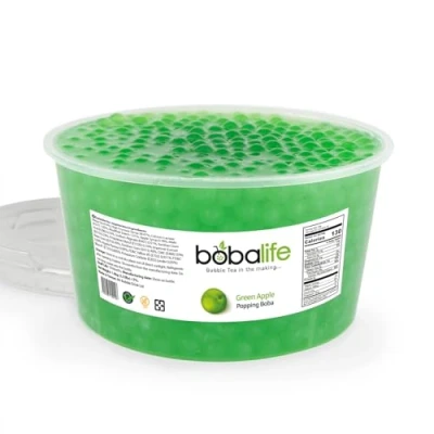 Image of Bobalife Green Apple Flavoured Popping Boba 40 Servings (1.6kg), Fruit Juice Filled Pearls for Bubble Tea, Iced Drinks, Desserts, Cocktails &amp; Slush Low Fat, Gluten Free Vegan