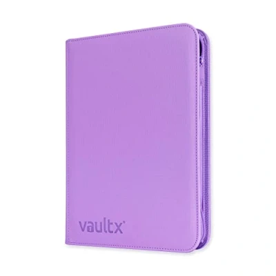 Image of Vault X 9 Pocket Trading Card Zip Binder, 360 Cards, Premium Exo Tec Album Material, 20 Side Loading Pages, Folder for Collectible Games, Sports, TCG (Purple)