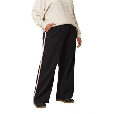 Image of EVANS Curve Black &amp; Side Stripe Wide Leg Trousers Women&#039;s Plus Size
