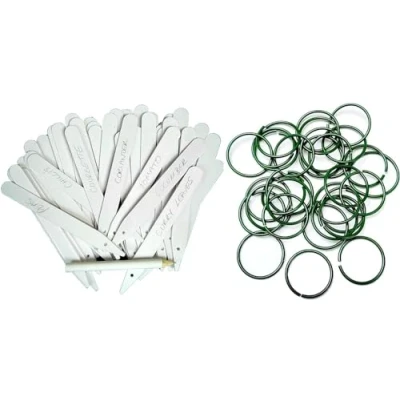 Image of ZOPPER 50 Plant Labels and 100 Rings, Garden Markers Ties for Outdoor Indoor Plants, Herbs, Flowers, Vegetables, Reusable Durable Support Kit